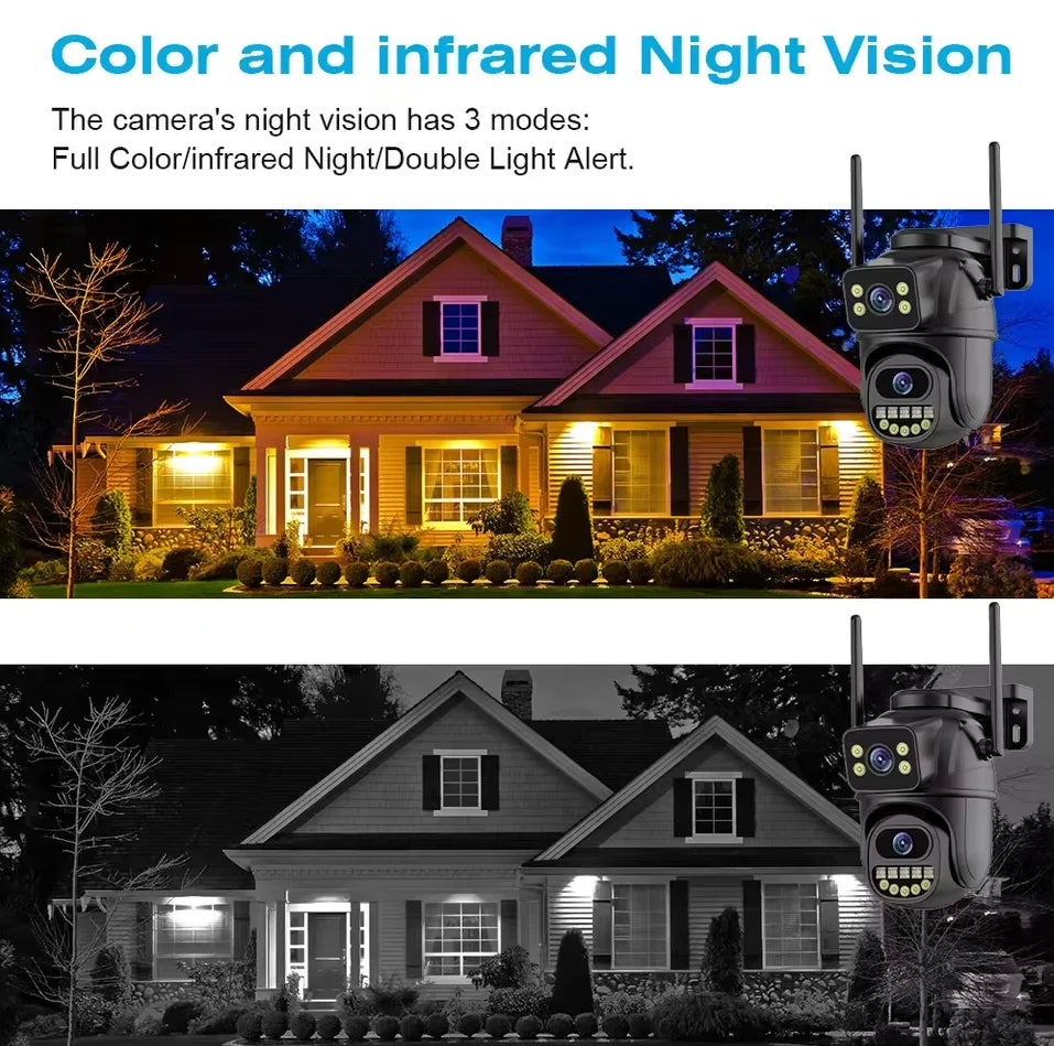 4K 8MP WiFi Surveillance Camera with AI Human Detection, Dual Lens & 4X Digital Zoom