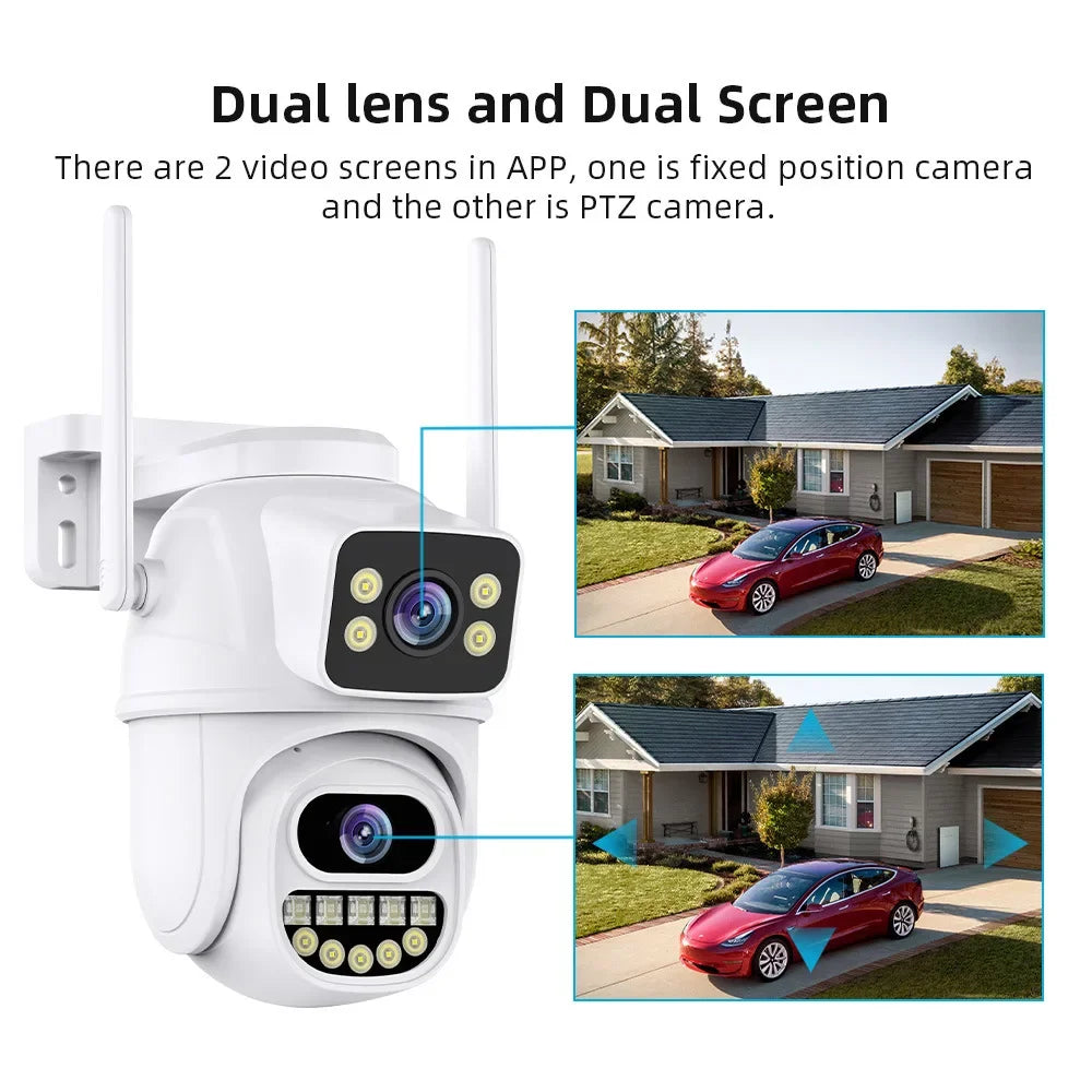 4K 8MP WiFi Surveillance Camera with AI Human Detection, Dual Lens & 4X Digital Zoom