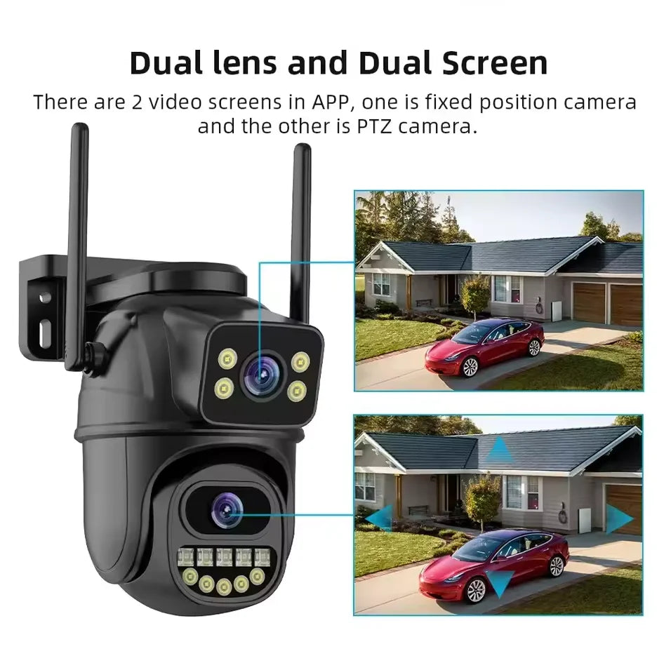 4K 8MP WiFi Surveillance Camera with AI Human Detection, Dual Lens & 4X Digital Zoom