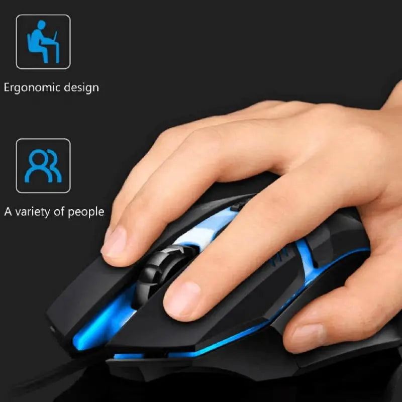 Gaming Mouse Ergonomic 2025 – 4-Button USB RGB for PC & Laptop