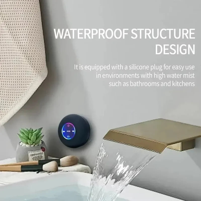New bathroom waterproof wireless LED suction Cup Mini Bluetooth speaker Portable outdoor sports stereo speakers