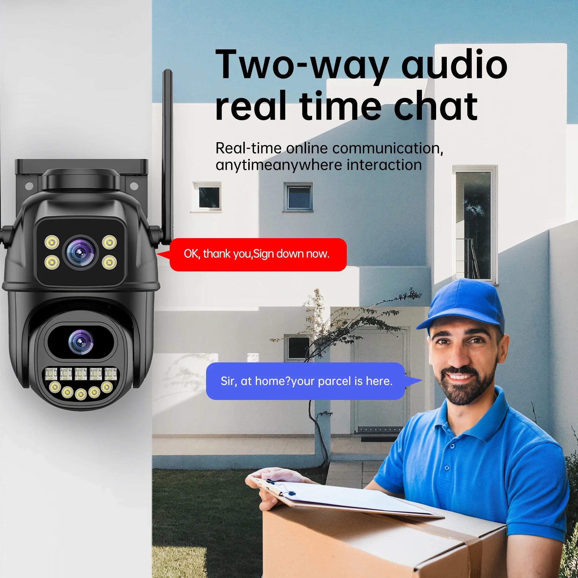 4K 8MP WiFi Surveillance Camera with AI Human Detection, Dual Lens & 4X Digital Zoom