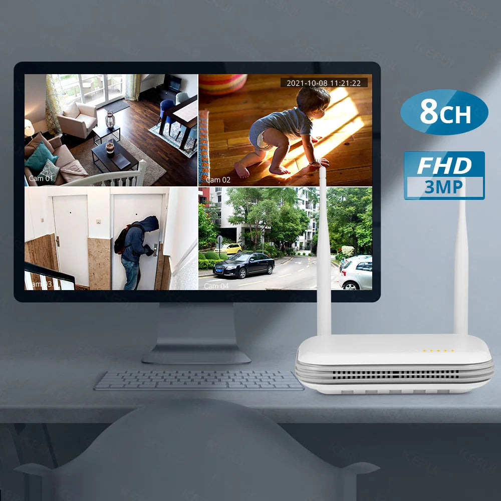 3MP/5MP/2K 8CH WiFi Network Video Recorder (NVR) for Home Security Cameras