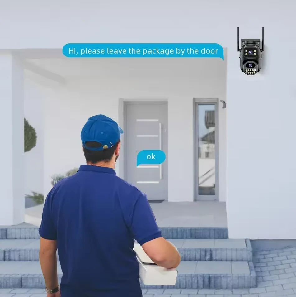 4K 8MP WiFi Surveillance Camera with AI Human Detection, Dual Lens & 4X Digital Zoom